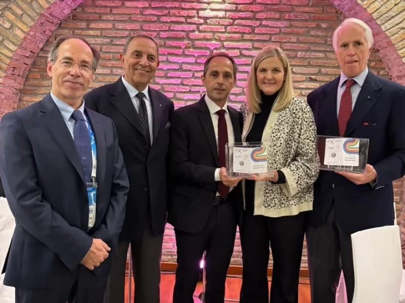 The award to the President of IOC Kirsty Coventry OLY and Giovanni Malago President of milano Cortina 2026